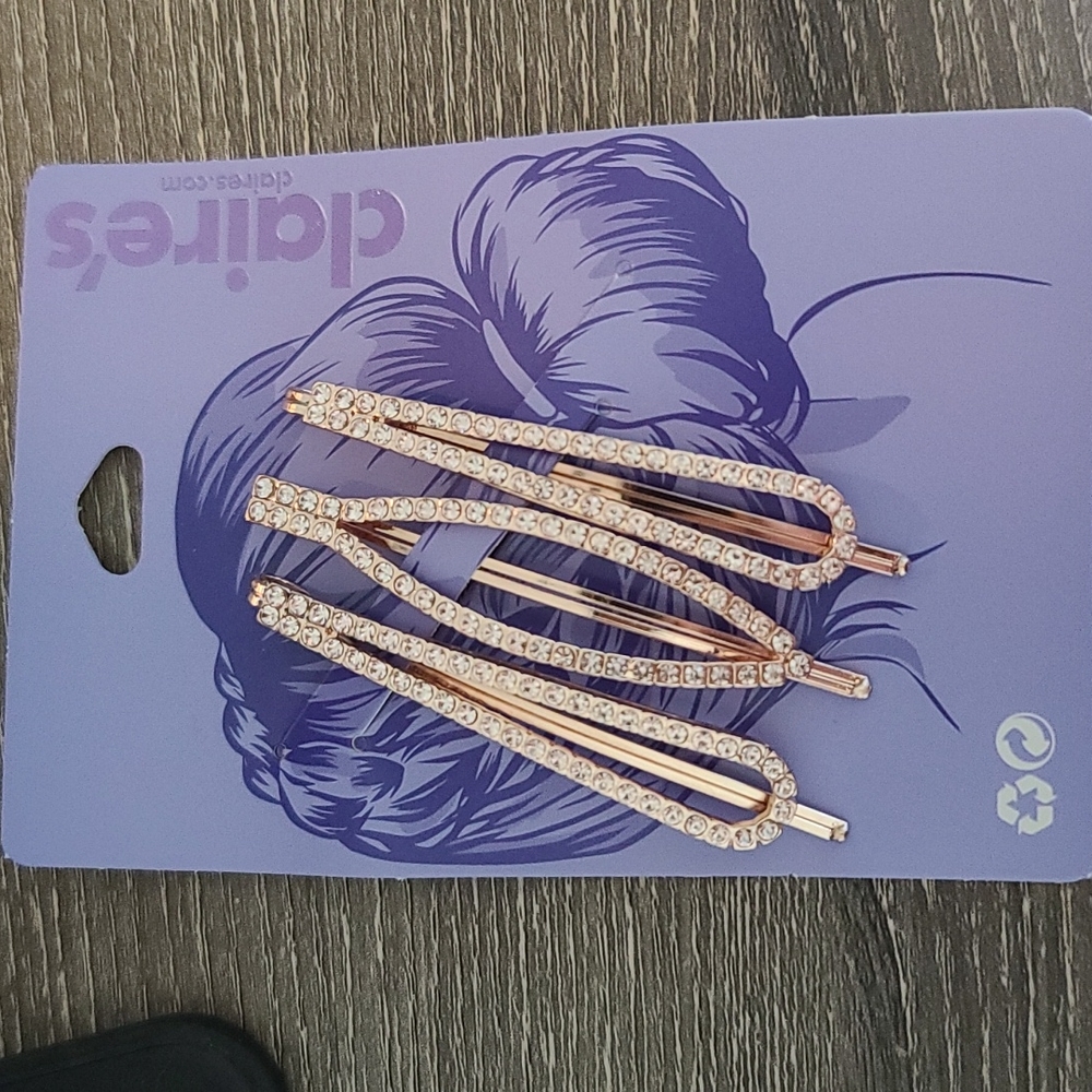 Claire's Rose Gold 3-barette set NWT